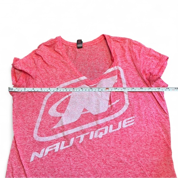 Nautica Pink Graphic V Neck Short Sleeve Tee size XL - Picture 5 of 6